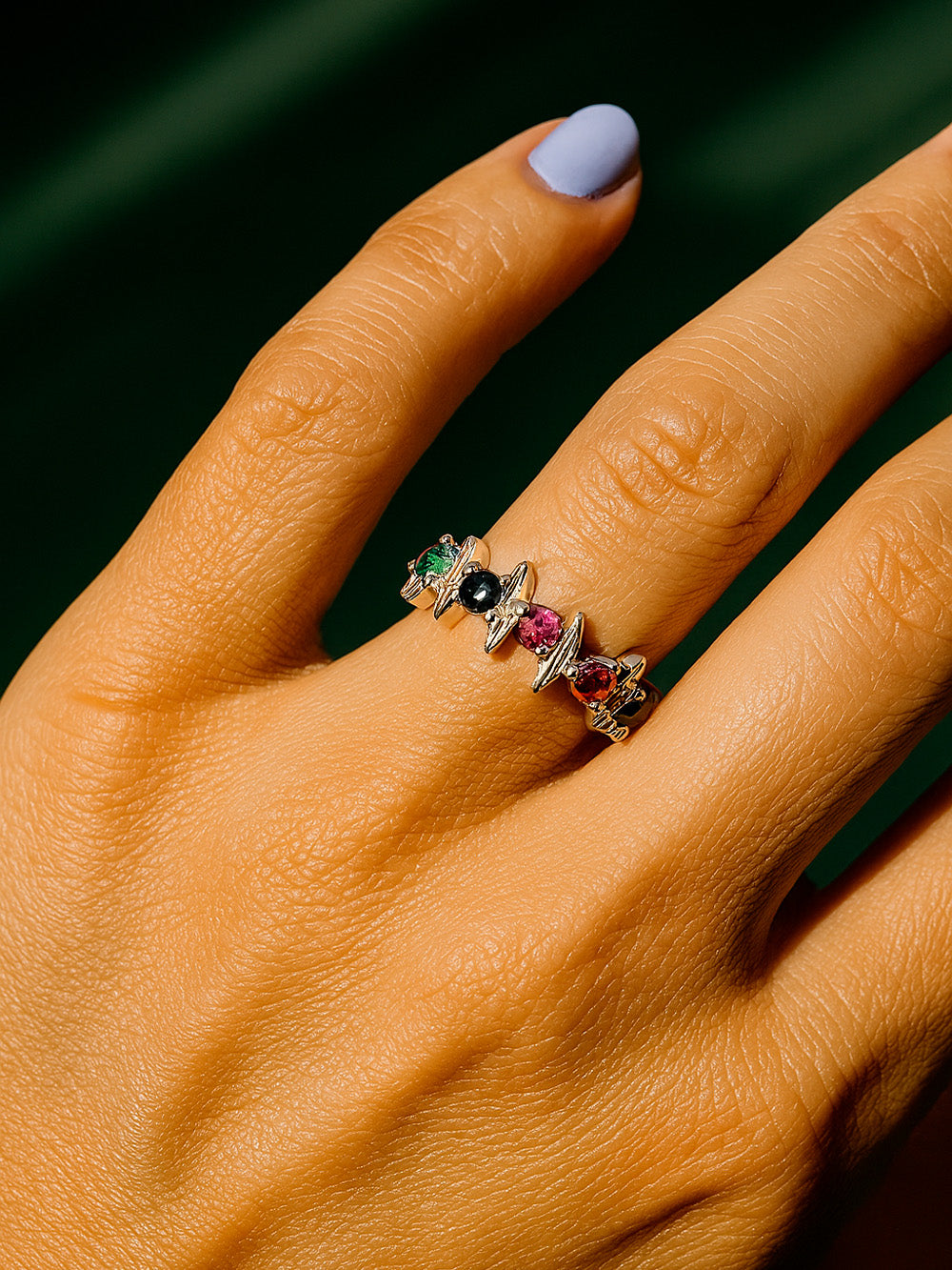 Anillo Alas y turmalinas