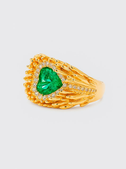 Anillo Frailejon Esmeralda corazón