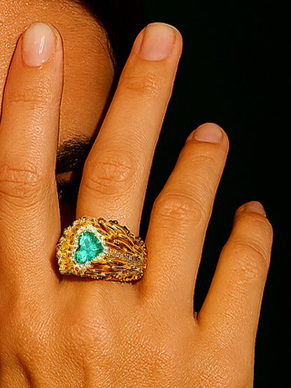 Anillo Frailejon Esmeralda corazón