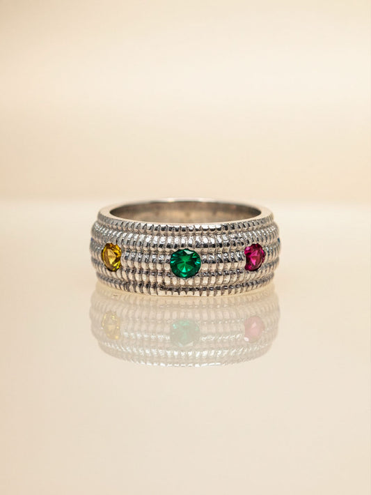 Argolla maizal plata multicolor