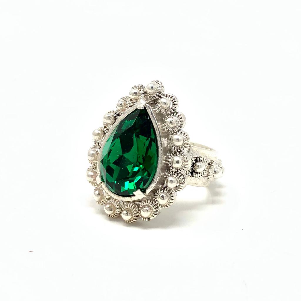 Tomatillo silver drop ring 