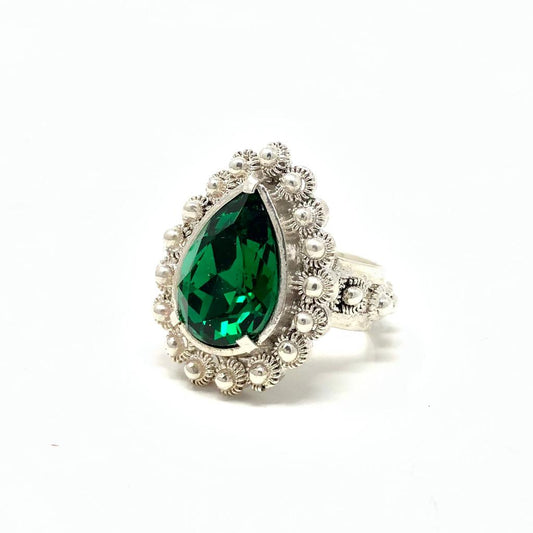 Tomatillo silver drop ring 