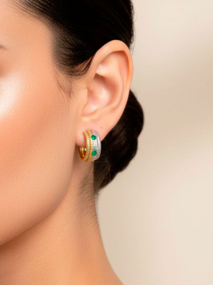 Candongas Corn oro y plata con esmeraldas