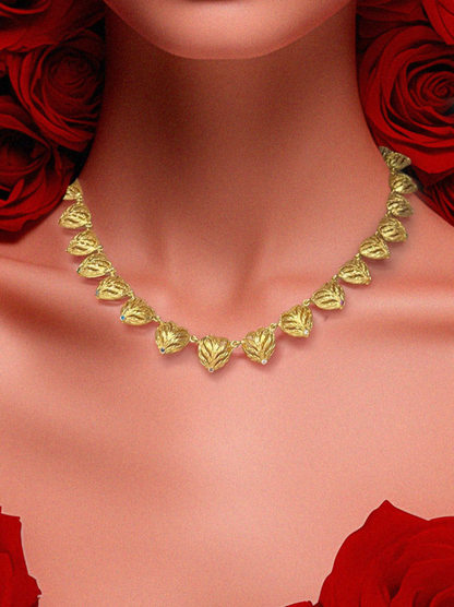 Hearts and zircons necklace