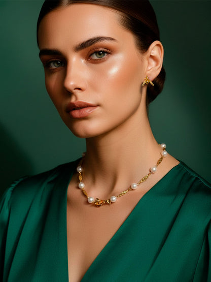 Collar Alas y perlas