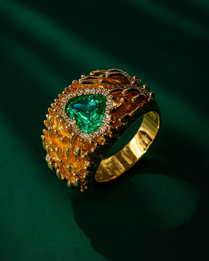 Anillo Frailejon Esmeralda corazón